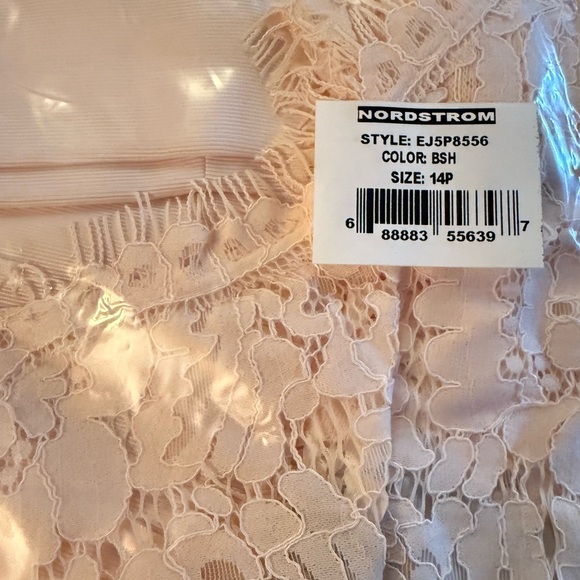 Eliza J Lace Faille Cap Sleeve Dress Lace Pink Blush Petite 12P 14P NWT Wedding - Picture 9 of 9